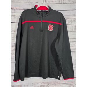 NC State Wolfpack sweater Men size XL black 1/4 zip Adidas pullover NCAA